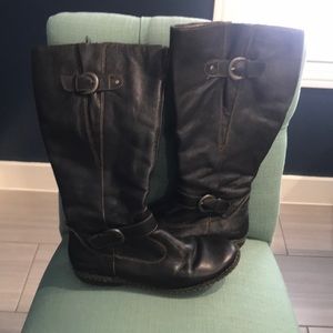 Wide calf leather boots